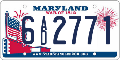 MD license plate 6AD2771