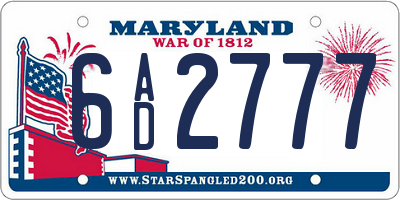 MD license plate 6AD2777