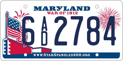 MD license plate 6AD2784