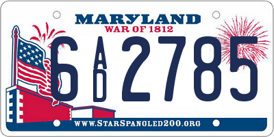 MD license plate 6AD2785