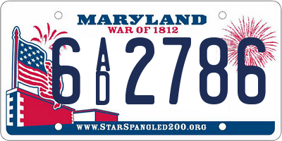 MD license plate 6AD2786