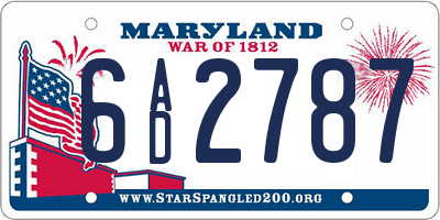 MD license plate 6AD2787
