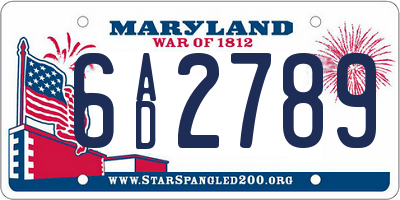 MD license plate 6AD2789