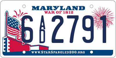 MD license plate 6AD2791