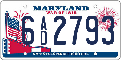 MD license plate 6AD2793