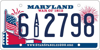 MD license plate 6AD2798