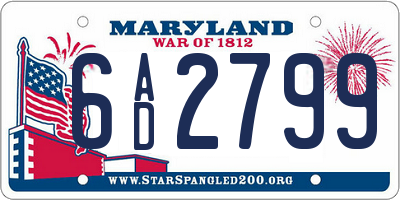 MD license plate 6AD2799
