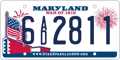 MD license plate 6AD2811