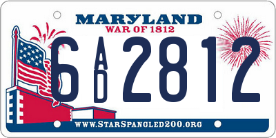 MD license plate 6AD2812