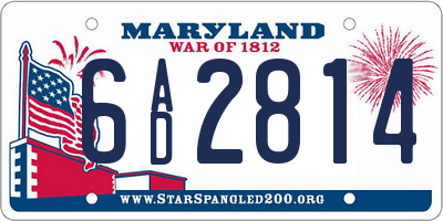MD license plate 6AD2814