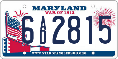 MD license plate 6AD2815