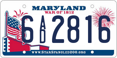 MD license plate 6AD2816