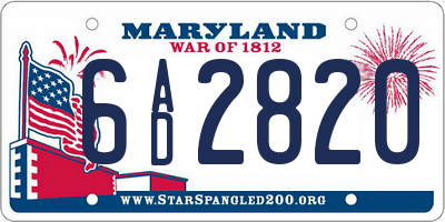 MD license plate 6AD2820