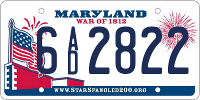 MD license plate 6AD2822