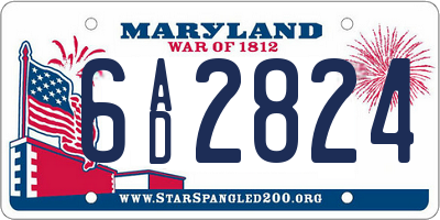 MD license plate 6AD2824