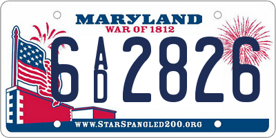 MD license plate 6AD2826