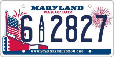 MD license plate 6AD2827