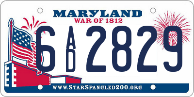 MD license plate 6AD2829