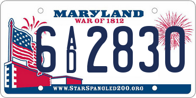 MD license plate 6AD2830