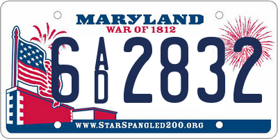 MD license plate 6AD2832