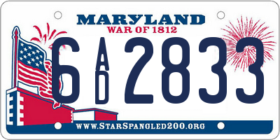 MD license plate 6AD2833