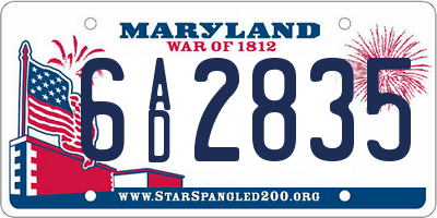 MD license plate 6AD2835
