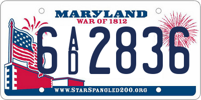 MD license plate 6AD2836