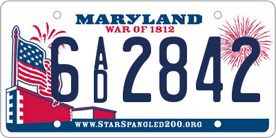 MD license plate 6AD2842