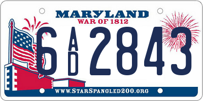 MD license plate 6AD2843