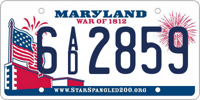 MD license plate 6AD2859