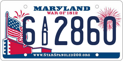 MD license plate 6AD2860