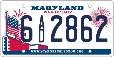 MD license plate 6AD2862