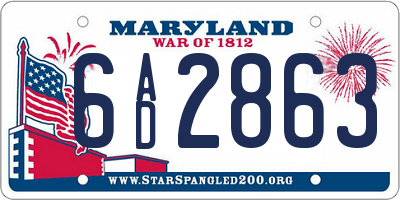 MD license plate 6AD2863