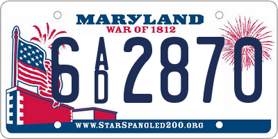 MD license plate 6AD2870