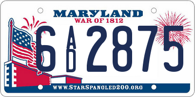 MD license plate 6AD2875