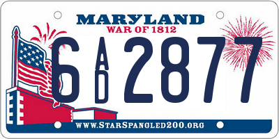 MD license plate 6AD2877