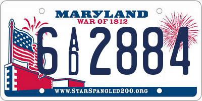 MD license plate 6AD2884