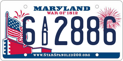 MD license plate 6AD2886