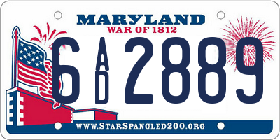 MD license plate 6AD2889