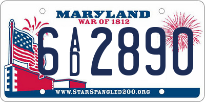 MD license plate 6AD2890
