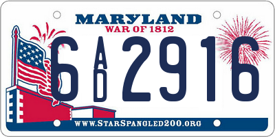 MD license plate 6AD2916