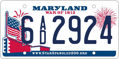 MD license plate 6AD2924