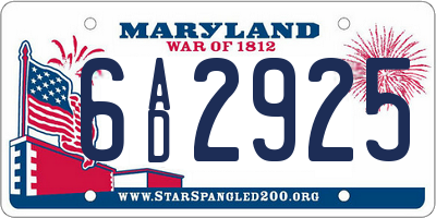 MD license plate 6AD2925