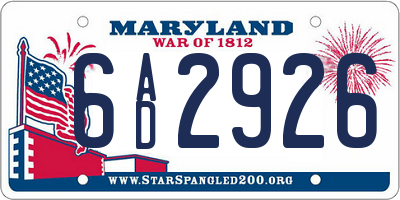 MD license plate 6AD2926