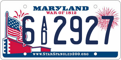 MD license plate 6AD2927