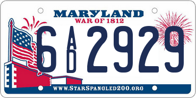 MD license plate 6AD2929