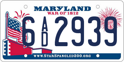 MD license plate 6AD2939