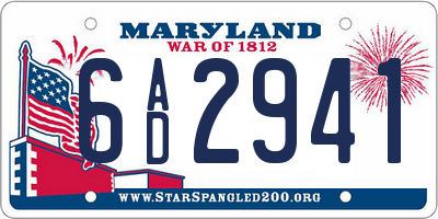 MD license plate 6AD2941