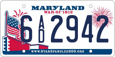 MD license plate 6AD2942