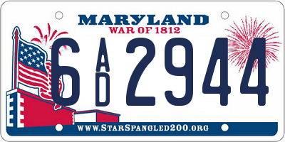 MD license plate 6AD2944